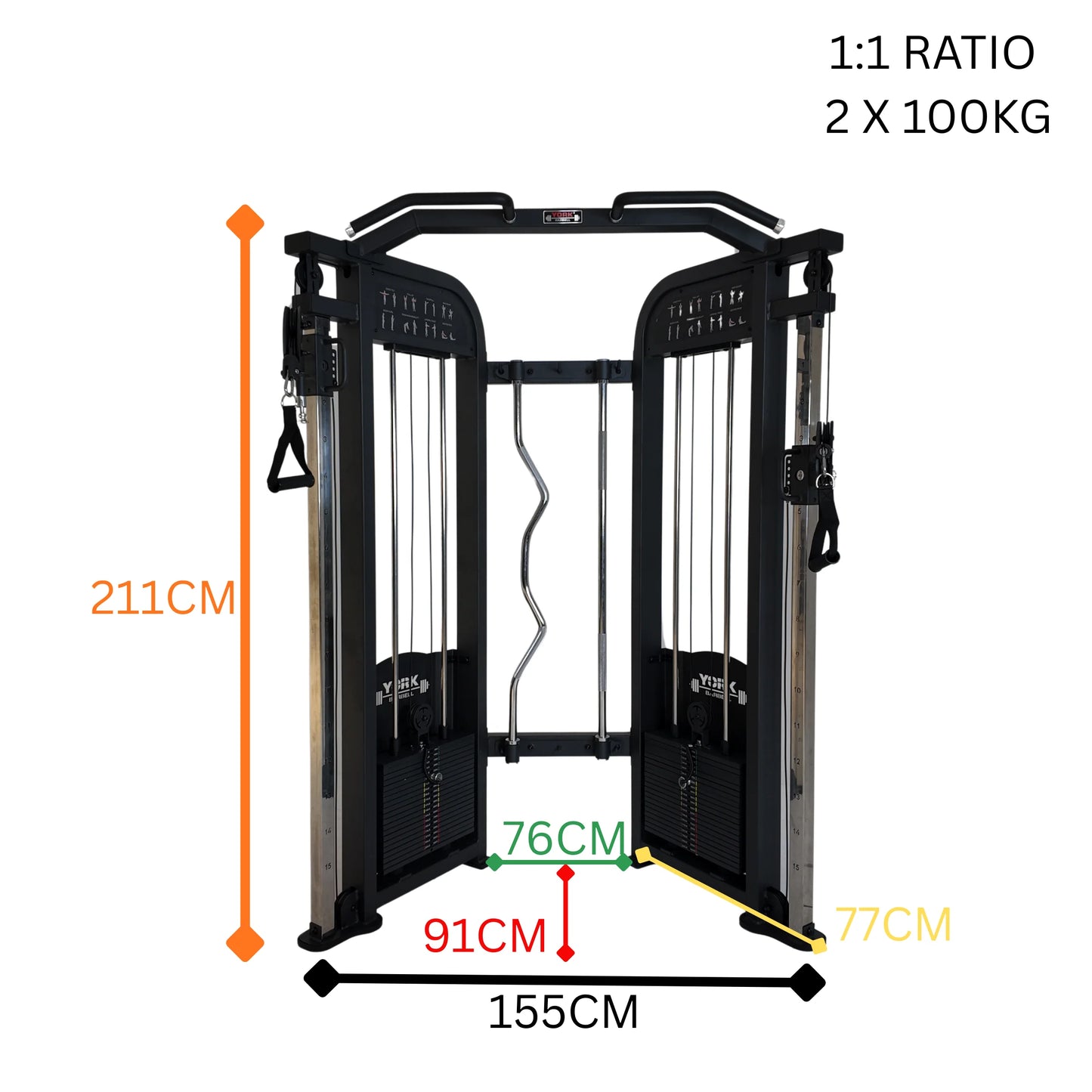 York Barbell C32FT Functional Trainer – Dual Cable Machine (2 x 100kg Weight Stacks) - My Store