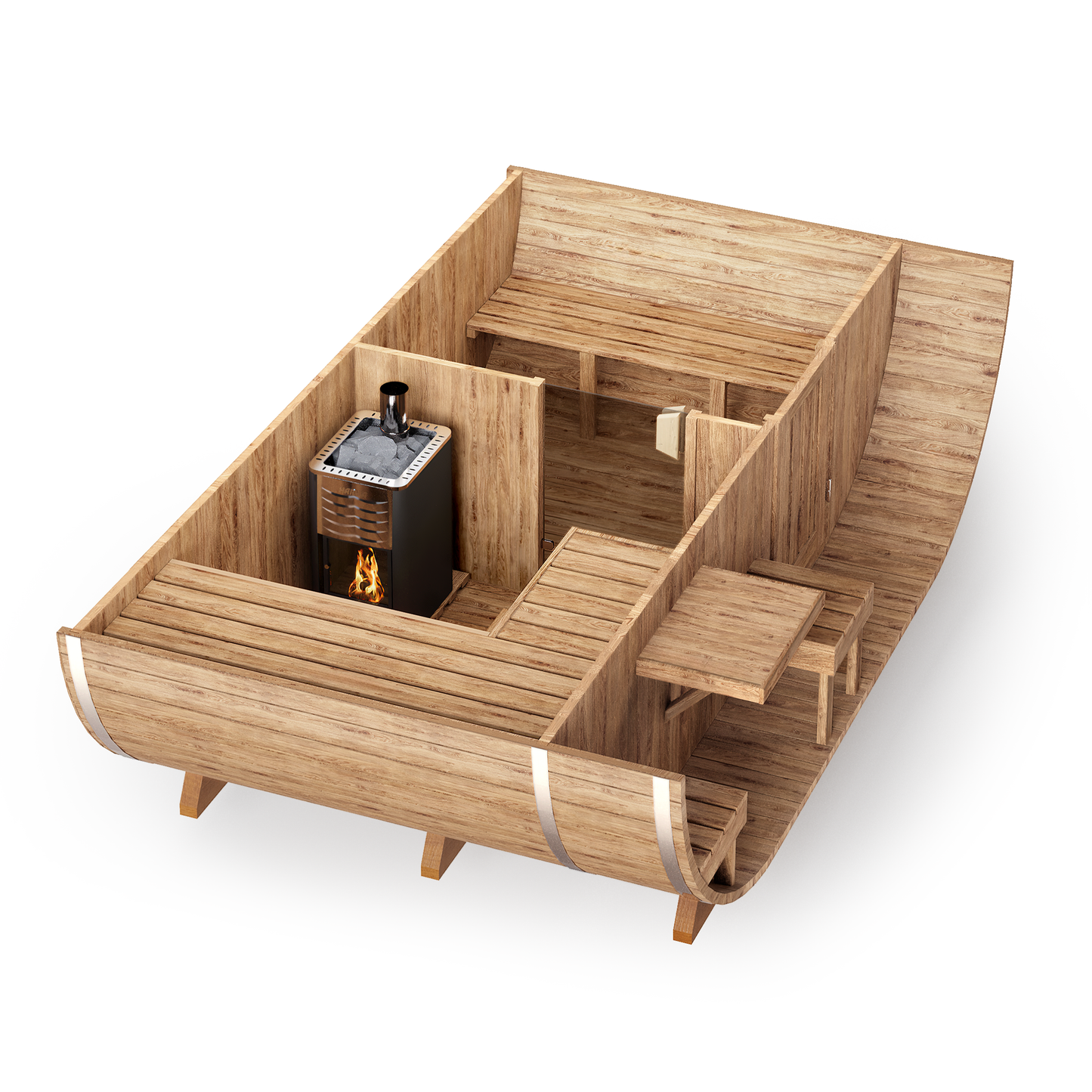 Baltresto S424 Oval Sauna (4 Person) – Thermowood Outdoor Sauna with Changing Room