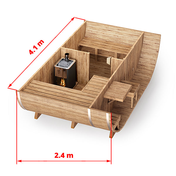 Baltresto S424 Oval Sauna (4 Person) – Thermowood Outdoor Sauna with Changing Room